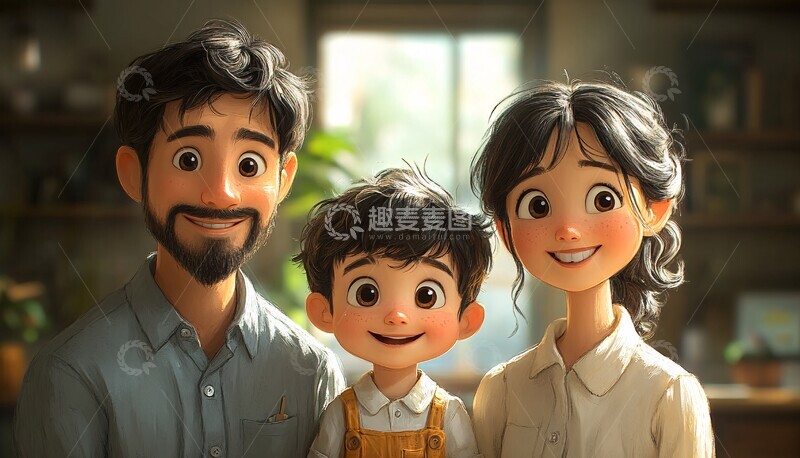 高清大图下载【趣麦麦图】小男孩全家福