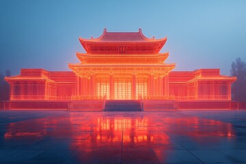 古建筑激光轮廓