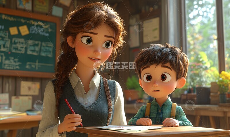 高清大图下载【趣麦麦图】课堂中的师生1