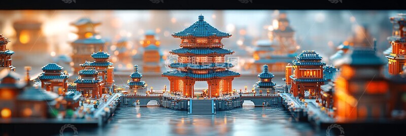 高清大图下载【趣麦麦图】中国赛博塔乐高建筑