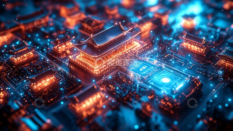 高清大图下载【趣麦麦图】禁城工业风线框图