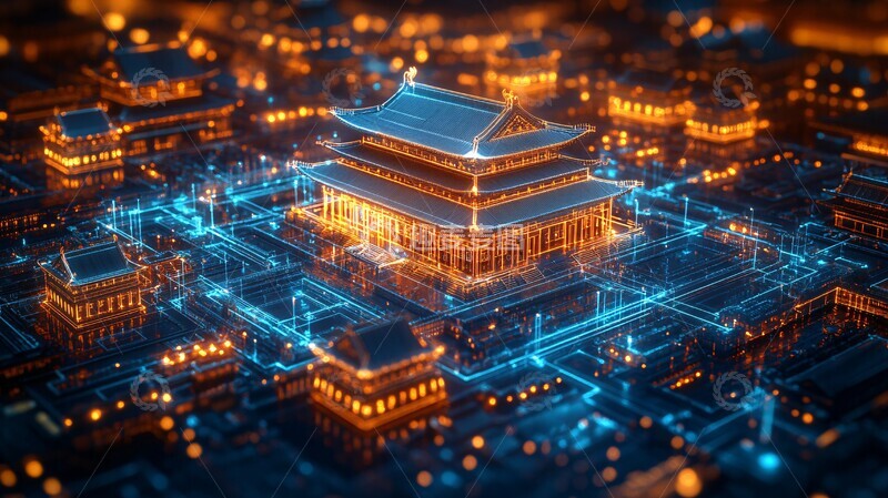 高清大图下载【趣麦麦图】禁城工业风线框图1