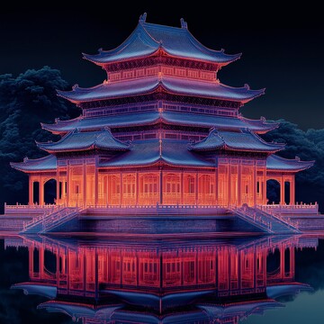 古城建筑线勾勒图2