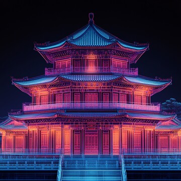 古城建筑线勾勒图1