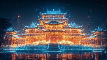宫殿建筑线框图2