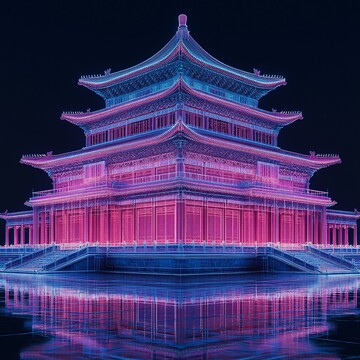 古城建筑线勾勒图