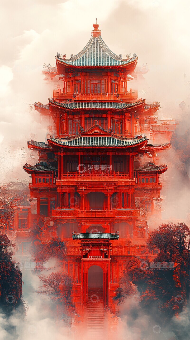 高清大图下载【趣麦麦图】宫殿透视线条图1