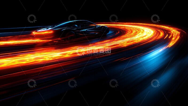 高清大图下载【趣麦麦图】黑色背景光流动2