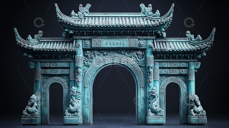 高清大图下载【趣麦麦图】玉雕中式门楼3