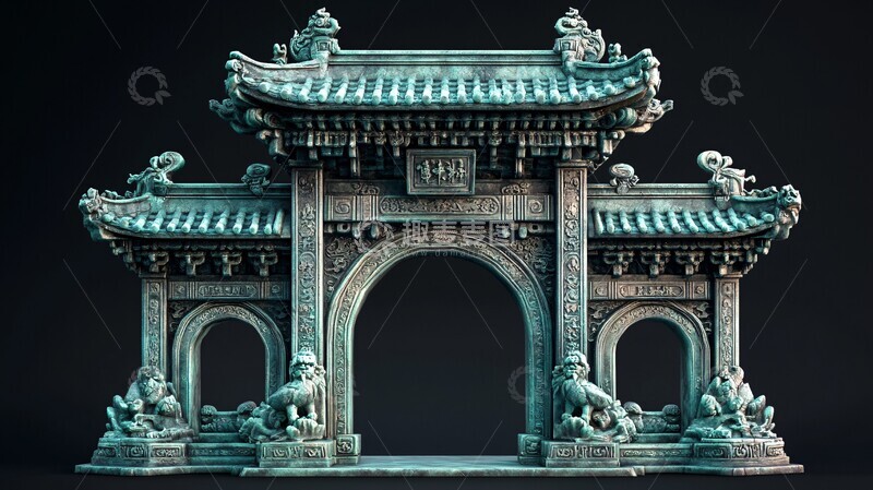 高清大图下载【趣麦麦图】玉雕中式门楼1