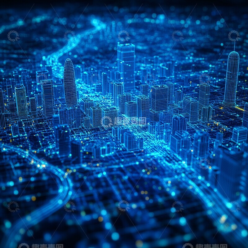 高清大图下载【趣麦麦图】城市线框渲染1