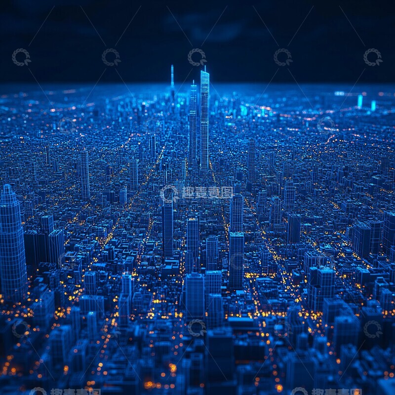 高清大图下载【趣麦麦图】城市线框渲染