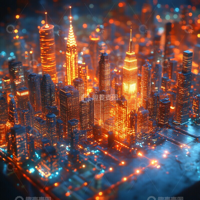 高清大图下载【趣麦麦图】城市半透明全息图