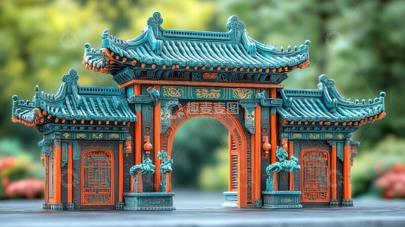 高清大图下载【趣麦麦图】玉雕中式门楼2