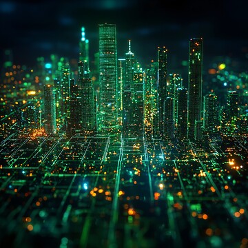 城市网格天空线