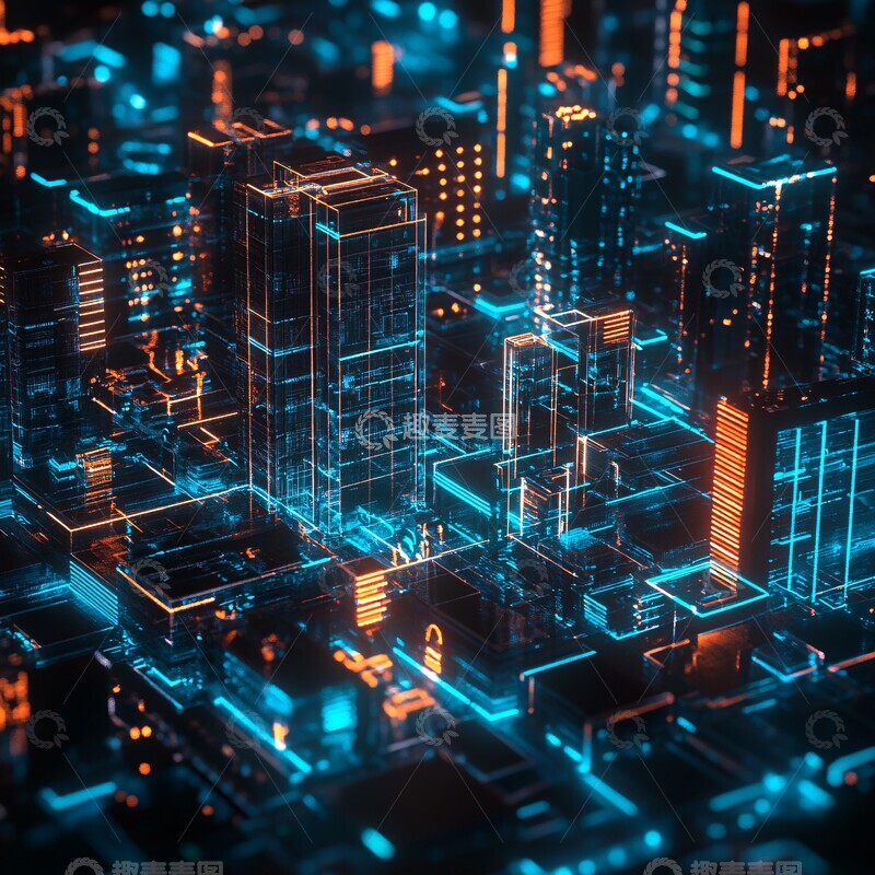 高清大图下载【趣麦麦图】玻璃城市蓝光3