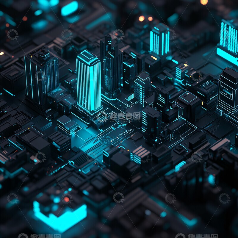 高清大图下载【趣麦麦图】玻璃城市蓝光