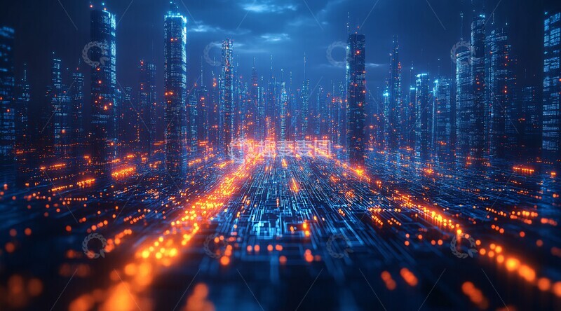 高清大图下载【趣麦麦图】数字城市数据流