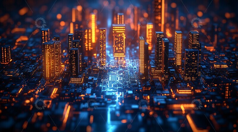 高清大图下载【趣麦麦图】蓝色光芒城市