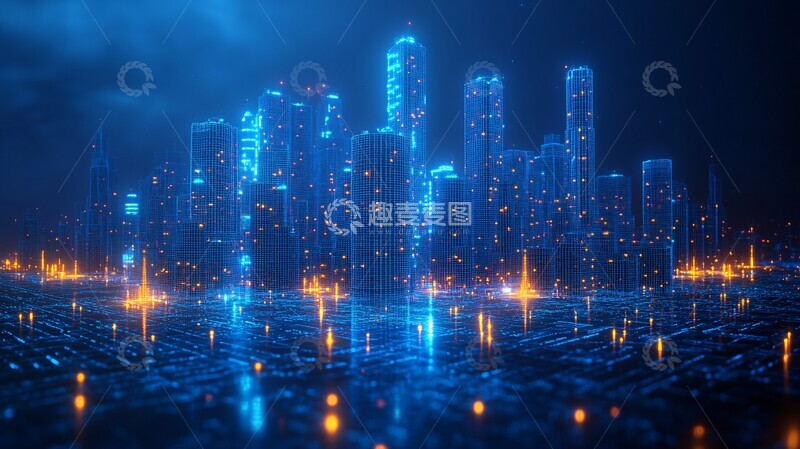 高清大图下载【趣麦麦图】未来城市线框图