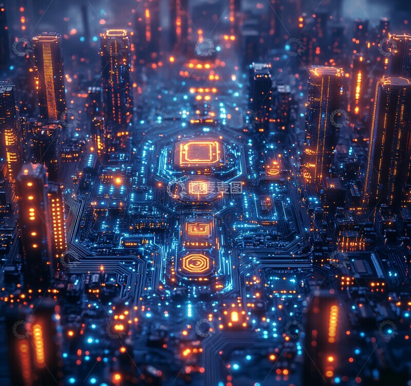 高清大图下载【趣麦麦图】电路板抽象城市