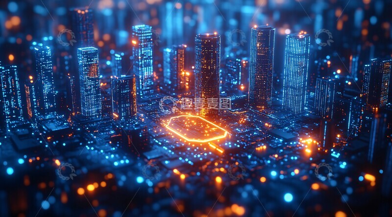 高清大图下载【趣麦麦图】-蓝色光芒城市2
