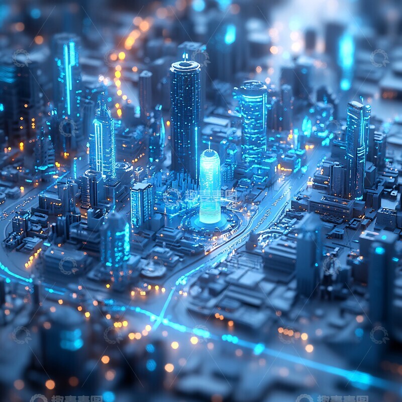 高清大图下载【趣麦麦图】蓝色灯光街道2