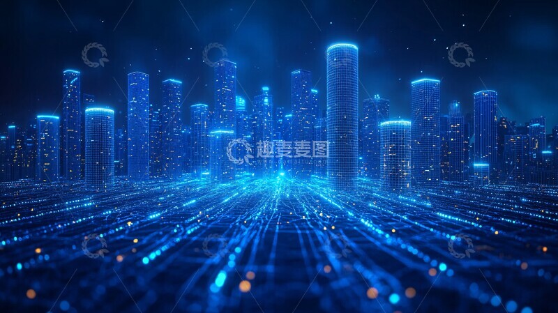 高清大图下载【趣麦麦图】未来城市线框图2