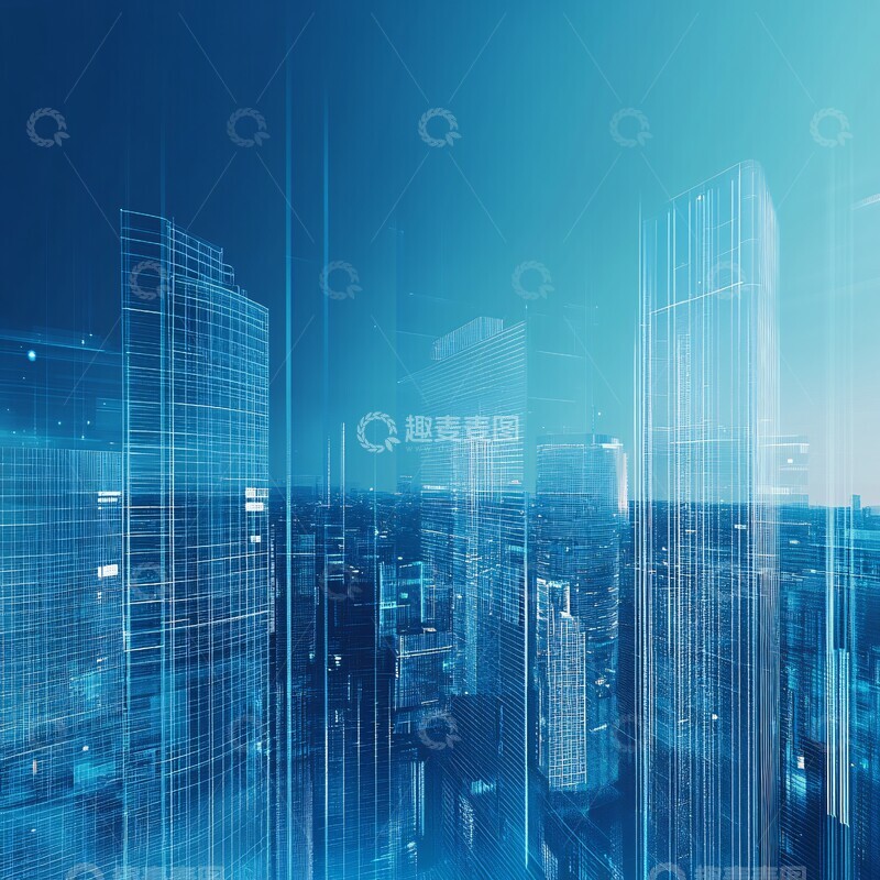 高清大图下载【趣麦麦图】未来城市蓝光建筑
