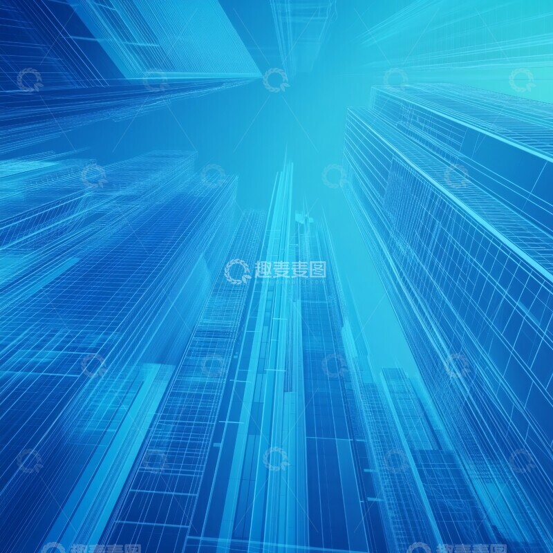 高清大图下载【趣麦麦图】未来城市蓝光建筑1