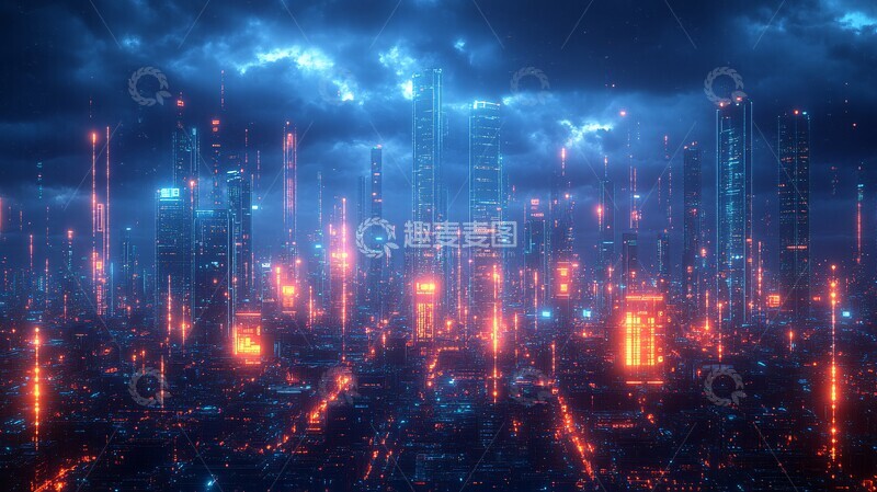 高清大图下载【趣麦麦图】蓝绿科技城景1