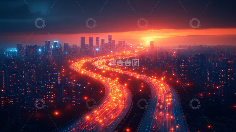 高清大图下载【趣麦麦图】未来城市交通图2