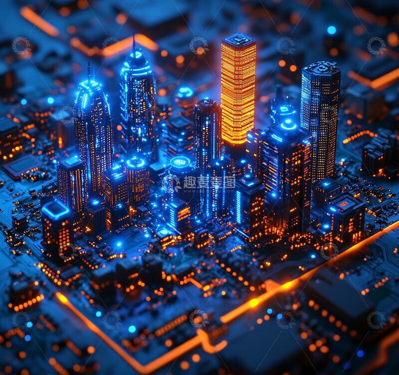 高清大图下载【趣麦麦图】蓝色城市数据1