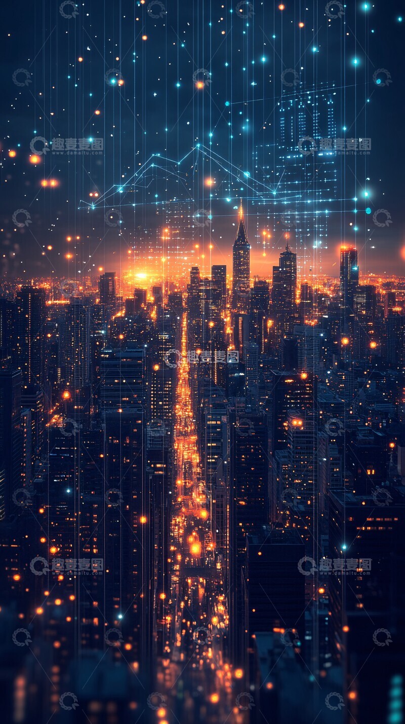 高清大图下载【趣麦麦图】数字连接城市1