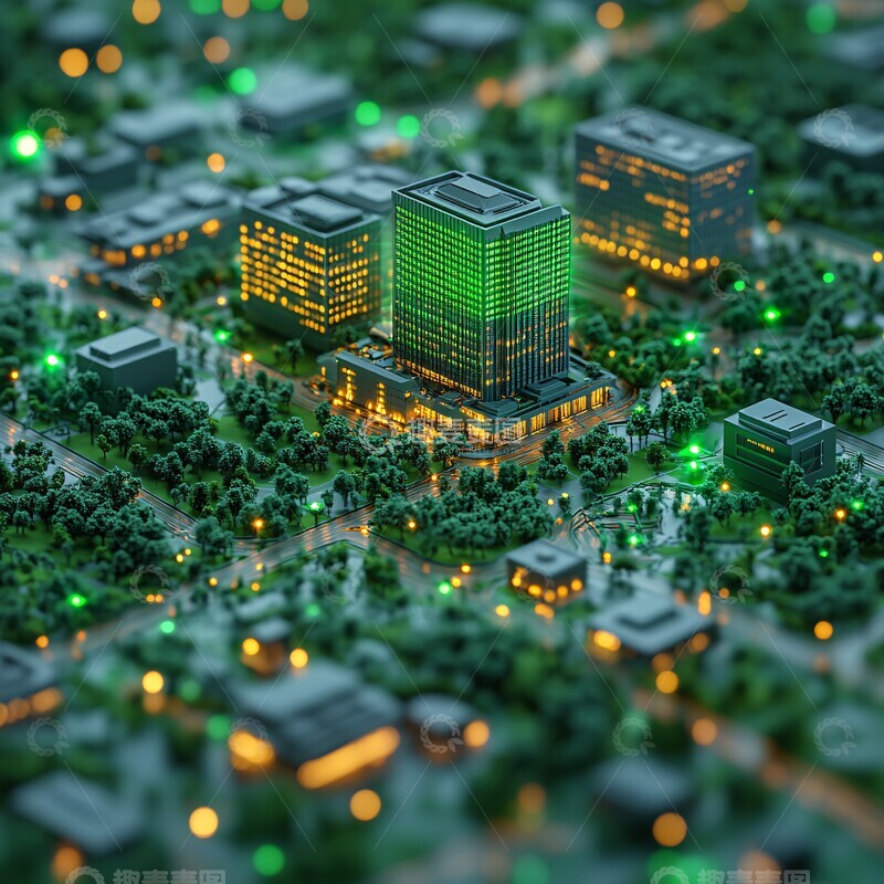 高清大图下载【趣麦麦图】绿色投影办公楼1