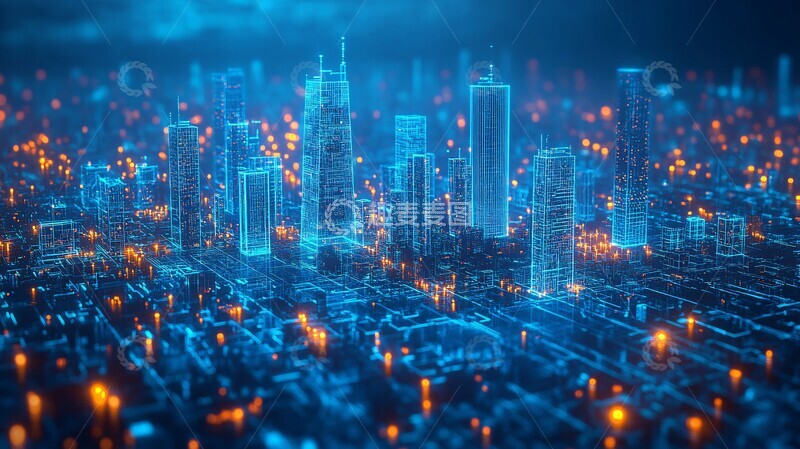 高清大图下载【趣麦麦图】智能城市数据建筑