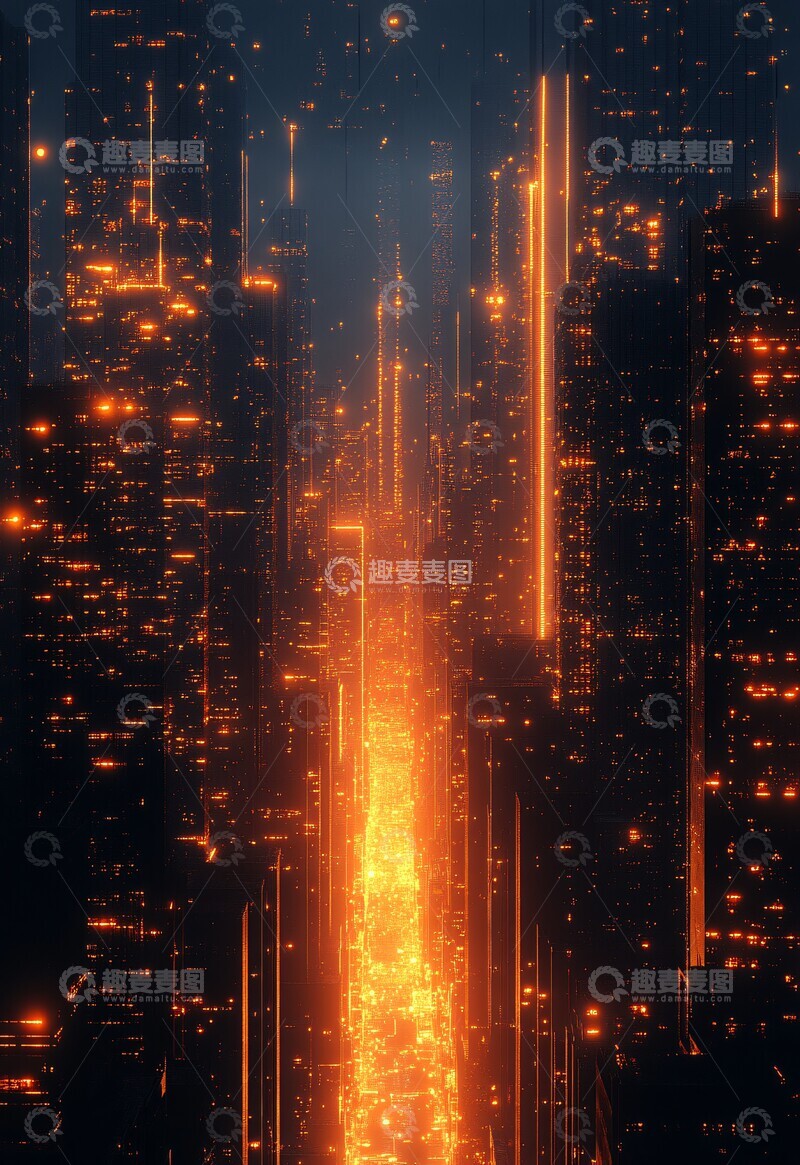 高清大图下载【趣麦麦图】橙色建筑灯光2