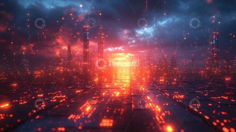 高清大图下载【趣麦麦图】数字城夜景数字城市背景2