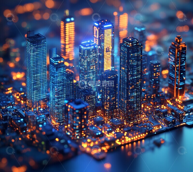 高清大图下载【趣麦麦图】-玻璃建筑蓝光背景