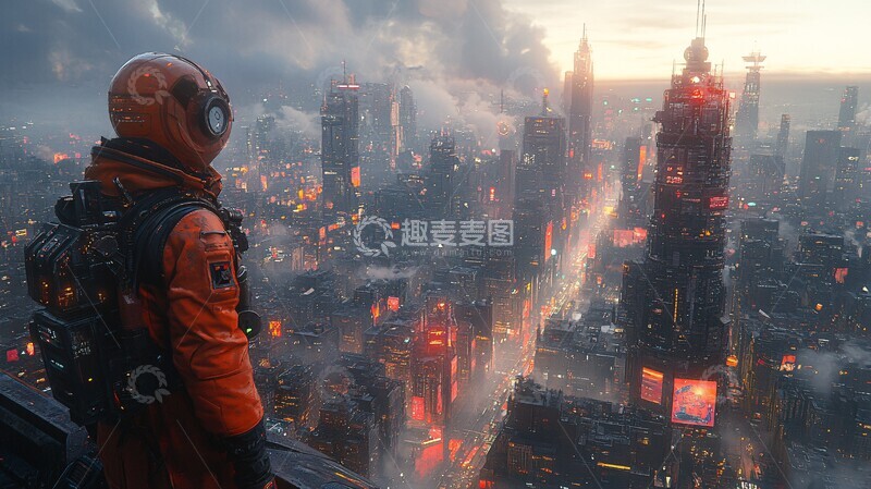 高清大图下载【趣麦麦图】商业区科幻光线路