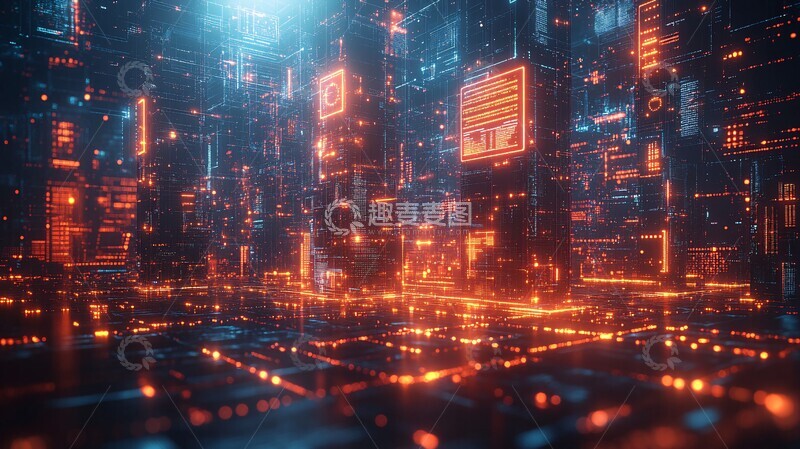 高清大图下载【趣麦麦图】地产科技图几何形状发光