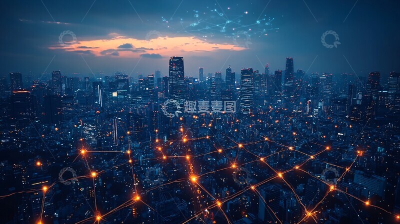 高清大图下载【趣麦麦图】智慧城市数据流2