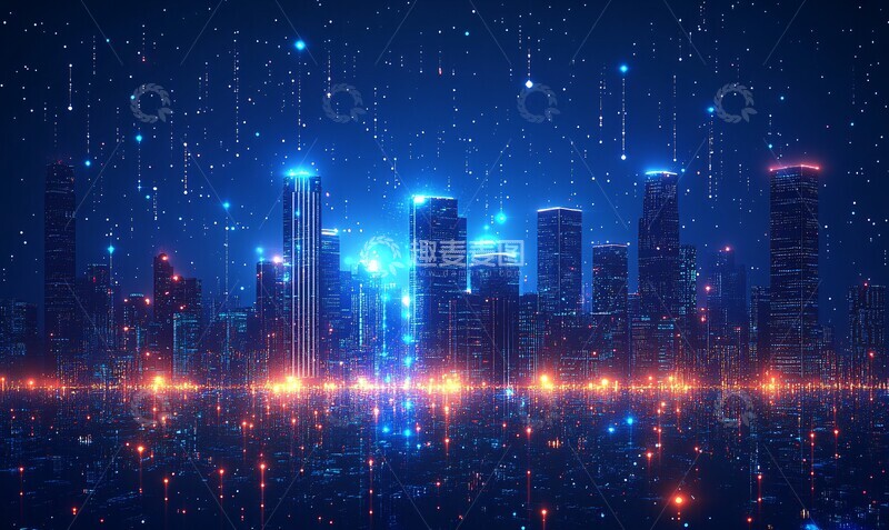 高清大图下载【趣麦麦图】蓝色科技城市5