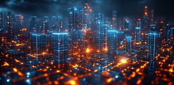 蓝色立方城市投影1