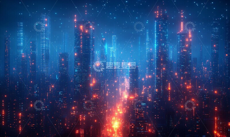 高清大图下载【趣麦麦图】数字城市数据流1