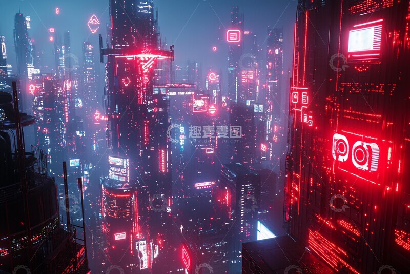 高清大图下载【趣麦麦图】数字节点城市天际线1