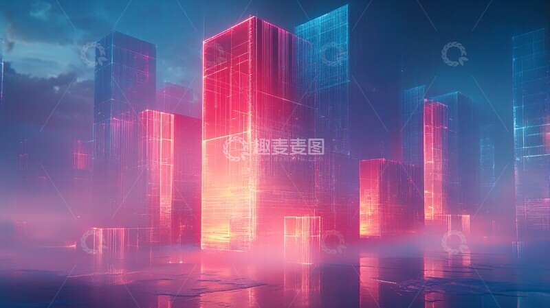 高清大图下载【趣麦麦图】数字全息建筑块2