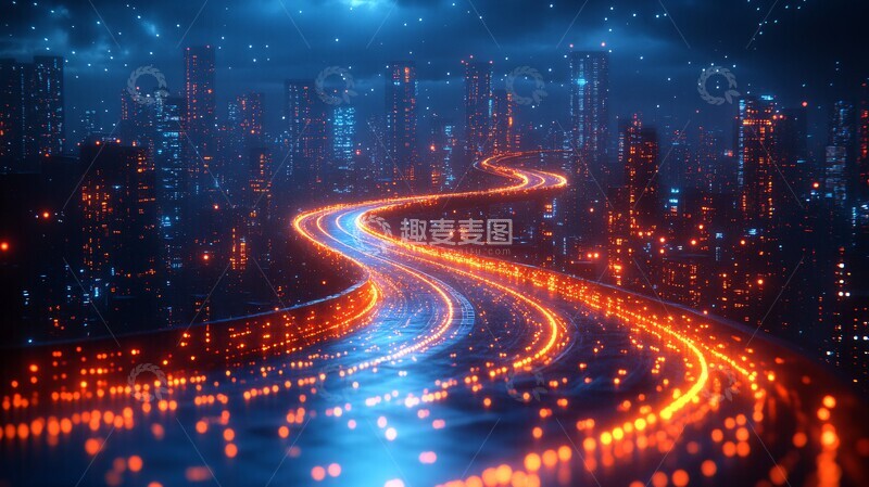 高清大图下载【趣麦麦图】数据流城市景观3
