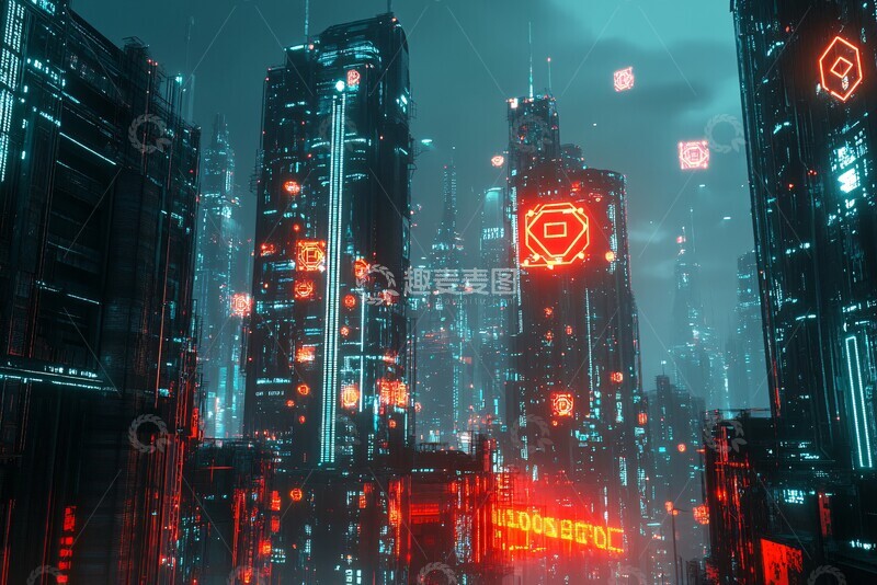 高清大图下载【趣麦麦图】数字节点城市天际线3