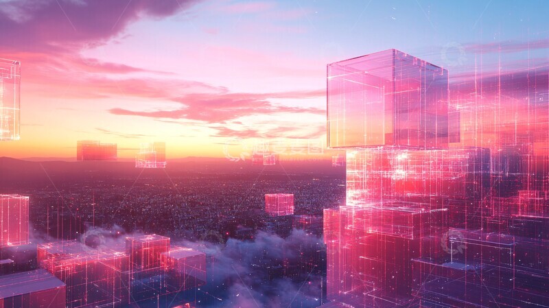 高清大图下载【趣麦麦图】数字全息建筑块